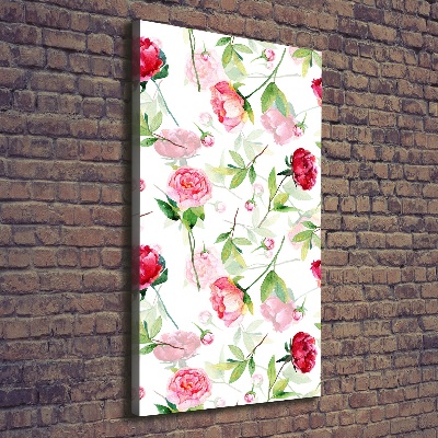 Quadro foto su tela verticale Rose e peonie
