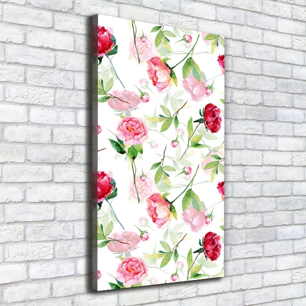 Quadro foto su tela verticale Rose e peonie