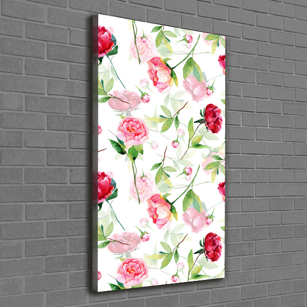 Quadro foto su tela verticale Rose e peonie