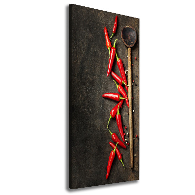 Quadro su tela canvas verticale Peperoncini