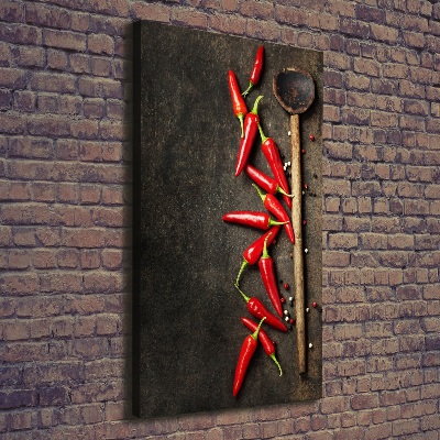 Quadro su tela canvas verticale Peperoncini