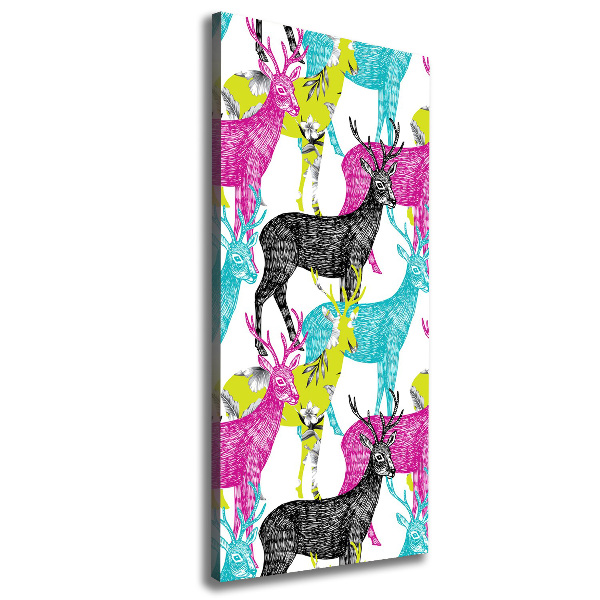 Quadro foto su tela verticale Cervi colorati