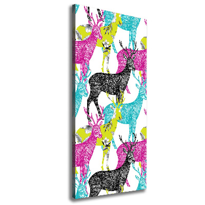 Quadro foto su tela verticale Cervi colorati