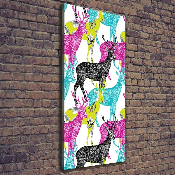 Quadro foto su tela verticale Cervi colorati
