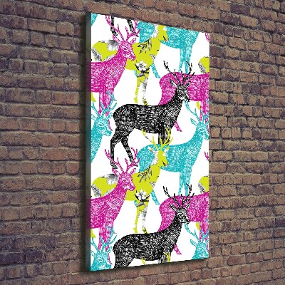 Quadro foto su tela verticale Cervi colorati