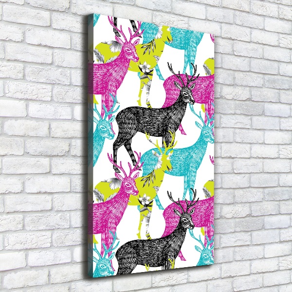 Quadro foto su tela verticale Cervi colorati