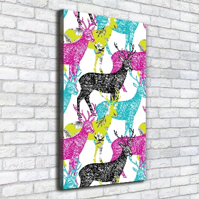 Quadro foto su tela verticale Cervi colorati