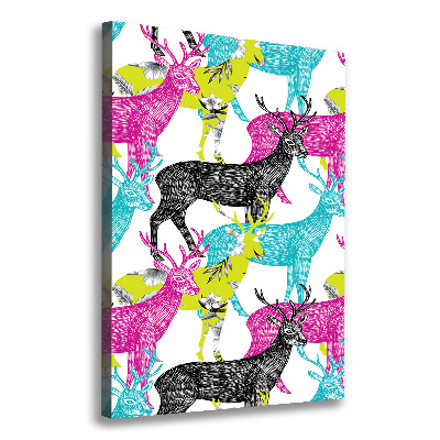 Quadro foto su tela verticale Cervi colorati