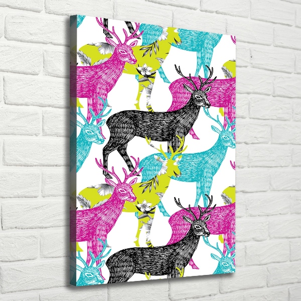 Quadro foto su tela verticale Cervi colorati