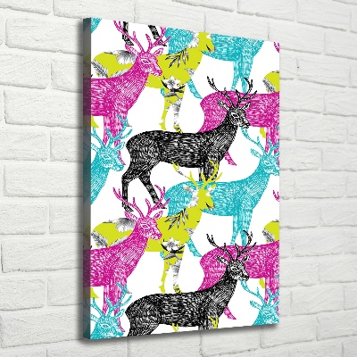 Quadro foto su tela verticale Cervi colorati