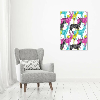 Quadro foto su tela verticale Cervi colorati