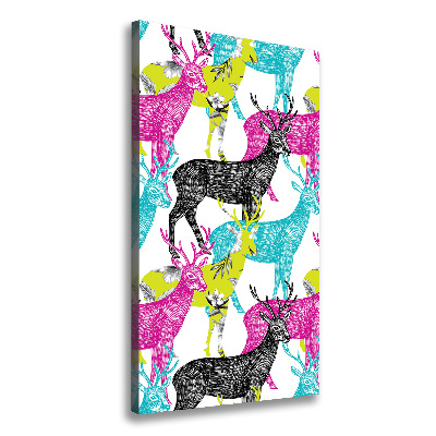 Quadro foto su tela verticale Cervi colorati