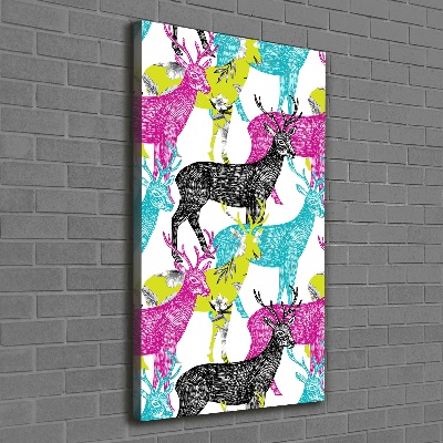 Quadro foto su tela verticale Cervi colorati