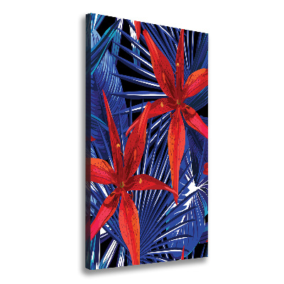 Quadro su tela canvas verticale Fiori tropicali