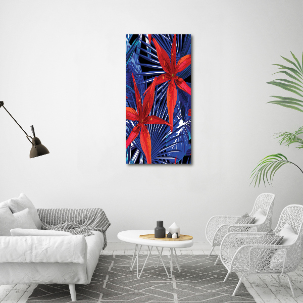 Quadro su tela canvas verticale Fiori tropicali