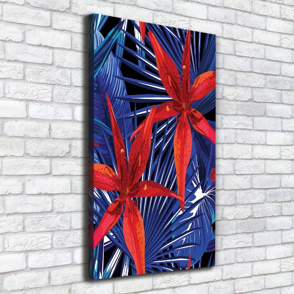 Quadro su tela canvas verticale Fiori tropicali