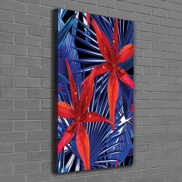 Quadro su tela canvas verticale Fiori tropicali