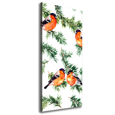 Quadro su tela canvas verticale Pettirosso e conifere