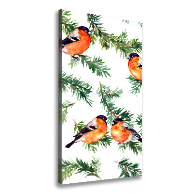 Quadro su tela canvas verticale Pettirosso e conifere