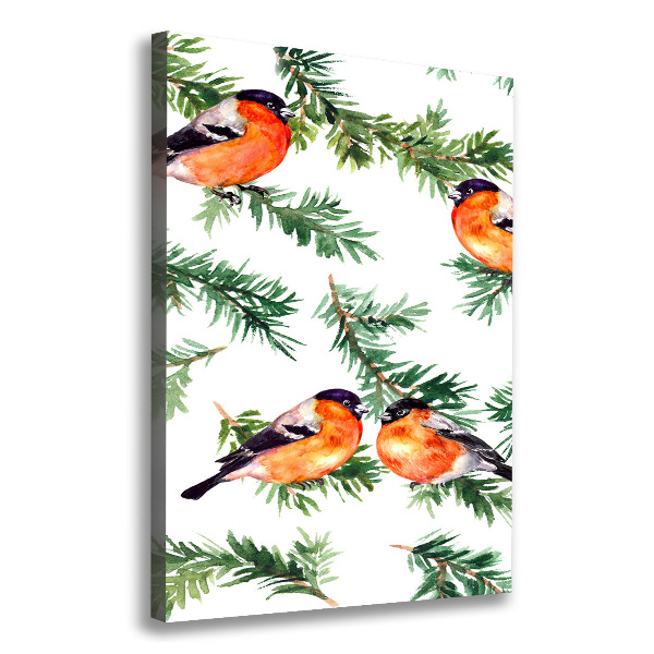 Quadro su tela canvas verticale Pettirosso e conifere