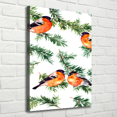 Quadro su tela canvas verticale Pettirosso e conifere