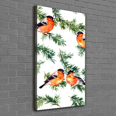 Quadro su tela canvas verticale Pettirosso e conifere