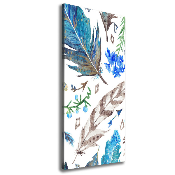 Stampa quadro su tela verticale Piume e fiori