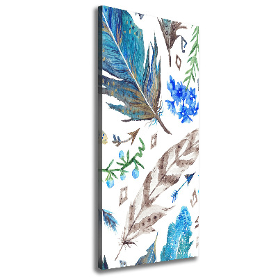 Stampa quadro su tela verticale Piume e fiori