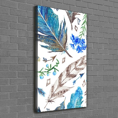 Stampa quadro su tela verticale Piume e fiori