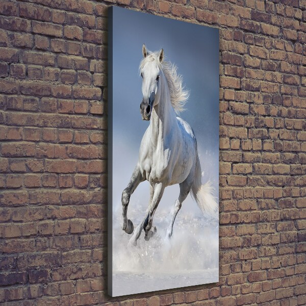 Quadro su tela canvas verticale Un cavallo bianco al galoppo