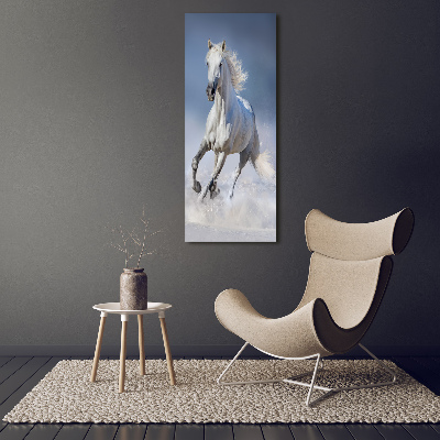 Quadro su tela canvas verticale Un cavallo bianco al galoppo
