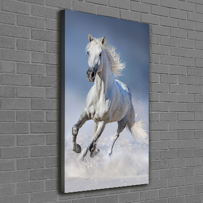Quadro su tela canvas verticale Un cavallo bianco al galoppo