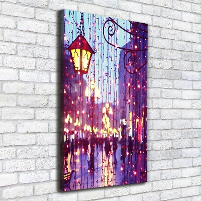 Quadro foto su tela verticale Luci in città