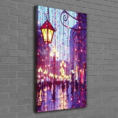 Quadro foto su tela verticale Luci in città