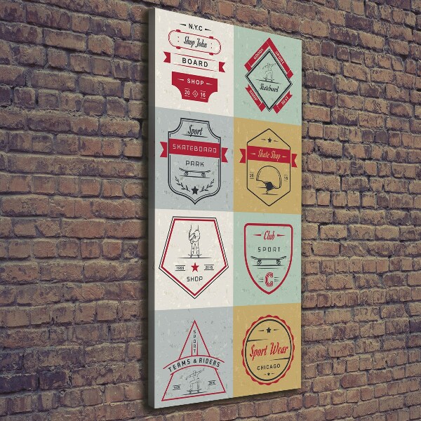 Quadro su tela canvas verticale Segnali per skateboard