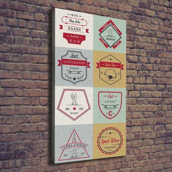 Quadro su tela canvas verticale Segnali per skateboard