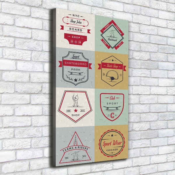 Quadro su tela canvas verticale Segnali per skateboard