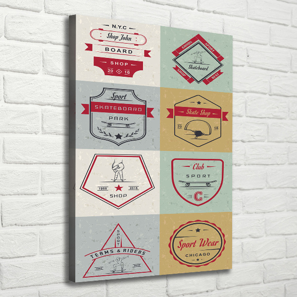 Quadro su tela canvas verticale Segnali per skateboard
