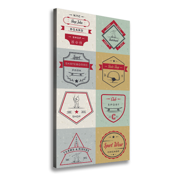 Quadro su tela canvas verticale Segnali per skateboard