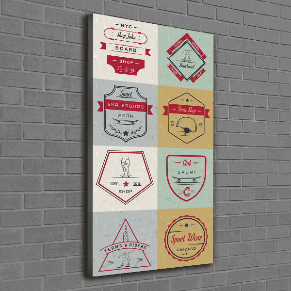 Quadro su tela canvas verticale Segnali per skateboard