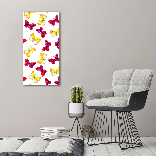 Stampa quadro su tela verticale Farfalle colorate
