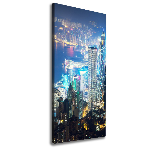 Quadro su tela canvas verticale Hong Kong di notte