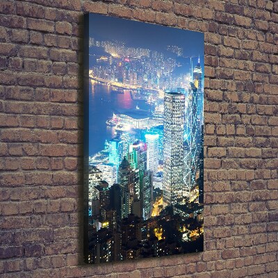 Quadro su tela canvas verticale Hong Kong di notte