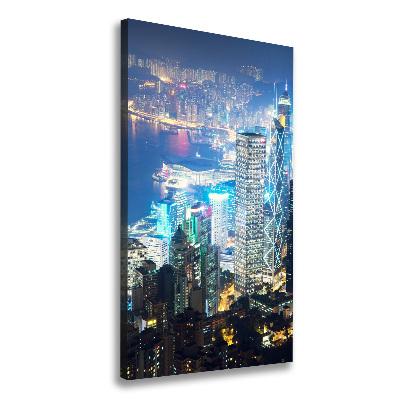 Quadro su tela canvas verticale Hong Kong di notte