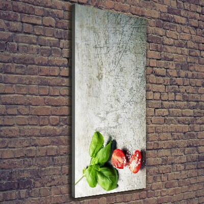 Quadro foto su tela verticale Pomodori e basilico