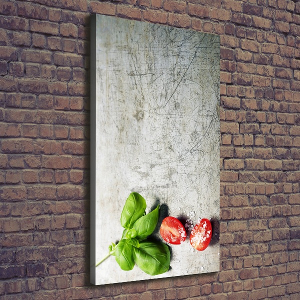 Quadro foto su tela verticale Pomodori e basilico