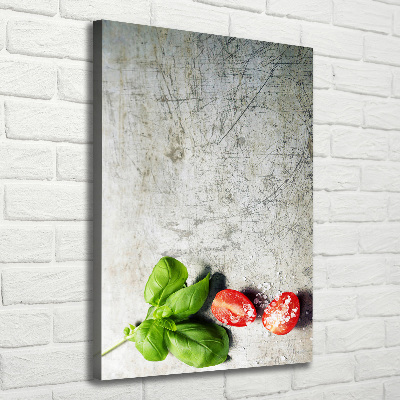 Quadro foto su tela verticale Pomodori e basilico