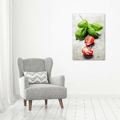 Quadro foto su tela verticale Pomodori e basilico