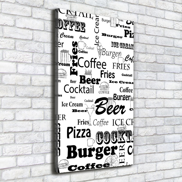 Stampa quadro su tela verticale Menù del ristorante