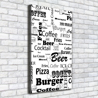 Stampa quadro su tela verticale Menù del ristorante